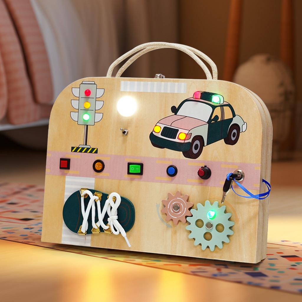 Led Busy Board For Kids Wooden Educational Toy With Switch For Toddler Development