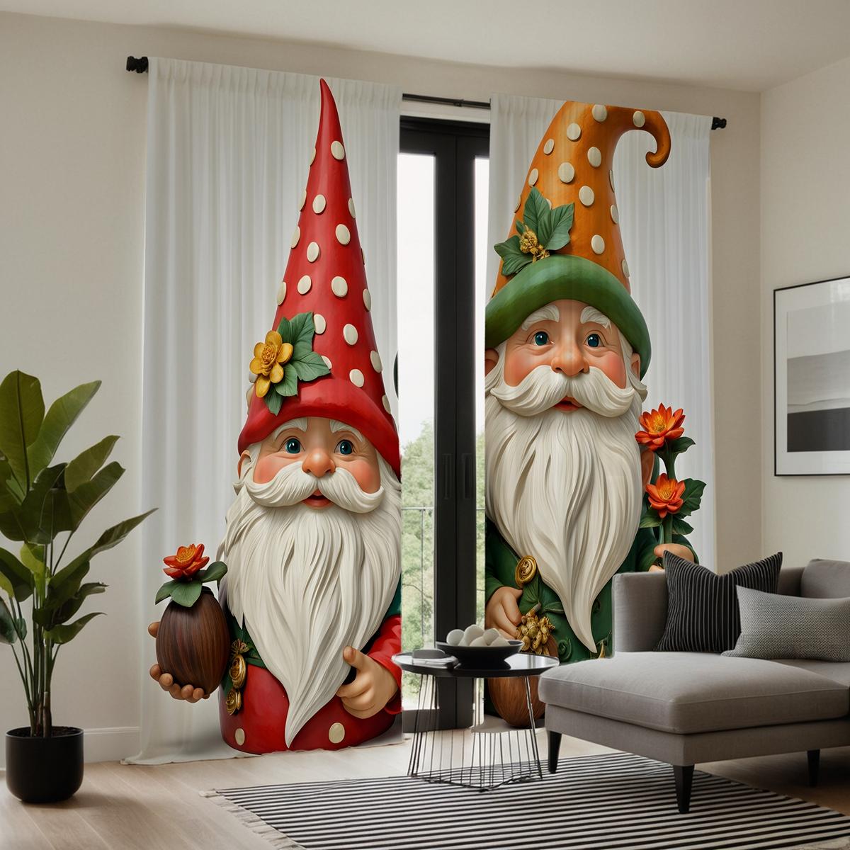 

2 шт. HD Garden Land Harvest Elf Gandalf Landscape Декоративная занавеска White Tie цифровая печатная занавеска в стиле домашнего декора W52H63inchW132H160cm