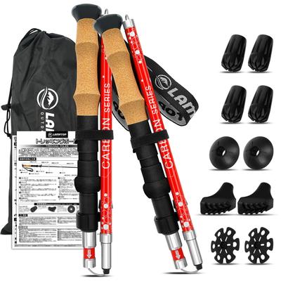 LAMPTOP Bastões de Trekking Carbono Conjunto de 2 Punho de Cortiça Bastões de Montanhismo Dobráveis Leves Alumínio 228g Manual de Instruções Bastão de Caminhada Compacto