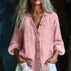 Women's Fashionable And Casual Solid-color Long-sleeved Cotton And Linen Shirt Top