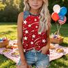 Sleeveless Loose Fit Tank Top for Women Round Neck Denim Patchwork American Flag Print Summer Casual Shirt