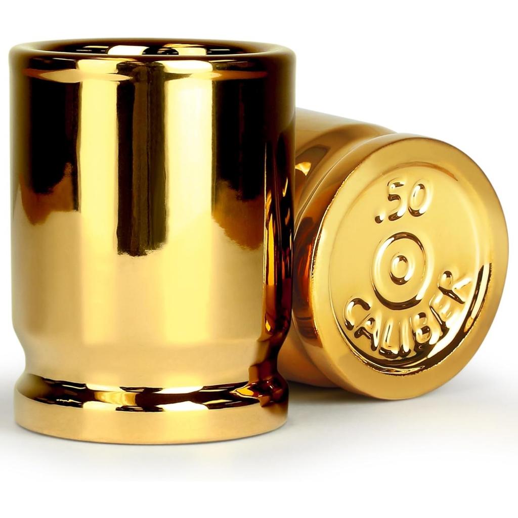 The ORIGINAL 50 CAL SHOT GLASSES Like Real 50 Caliber Bullet Casings, Shot Glasses Hold 2 Ounces - Set of 2 - ORIGINAL 50 CAL SHOT GLASSES