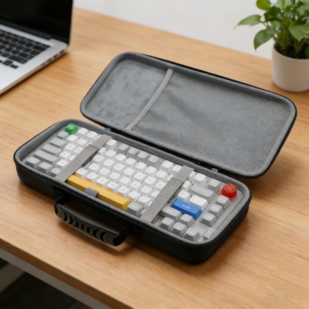 Hard Case Pouch for Most Wireless Mechanical Keyboard Protective Storage Box Bag with Hand Strap Waterproof Shockproof