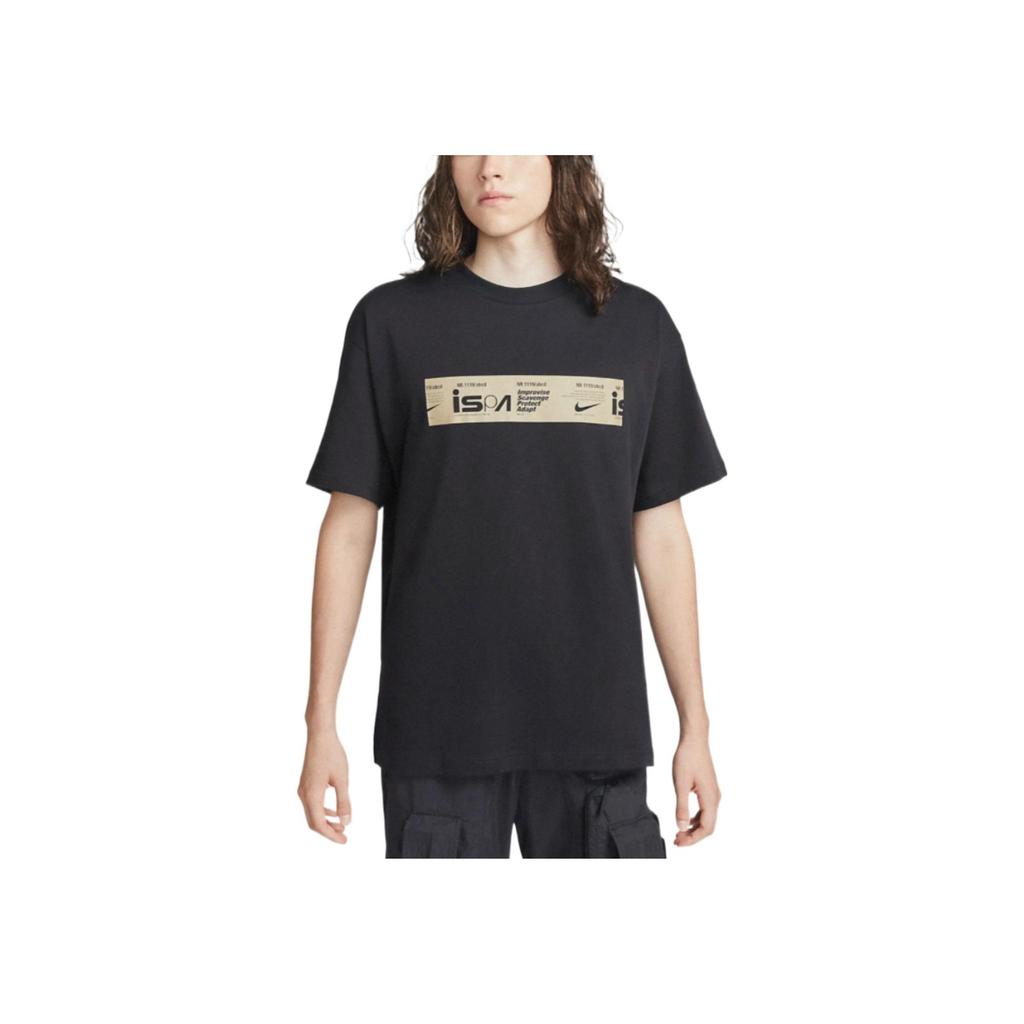 Nike ISPA Series Minimal Letter Logo Print Crew Neck Casual Short Sleeve T-Shirt Men Tops Black DV0687-010