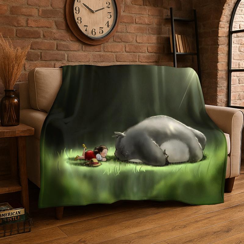 Klassische T-Totoro Cartoon Niedliche Flanelldecke Weiche Warme Überwurfdecke für Schlafzimmer Wohnzimmer Bett Reisen Camping Picknick Kind