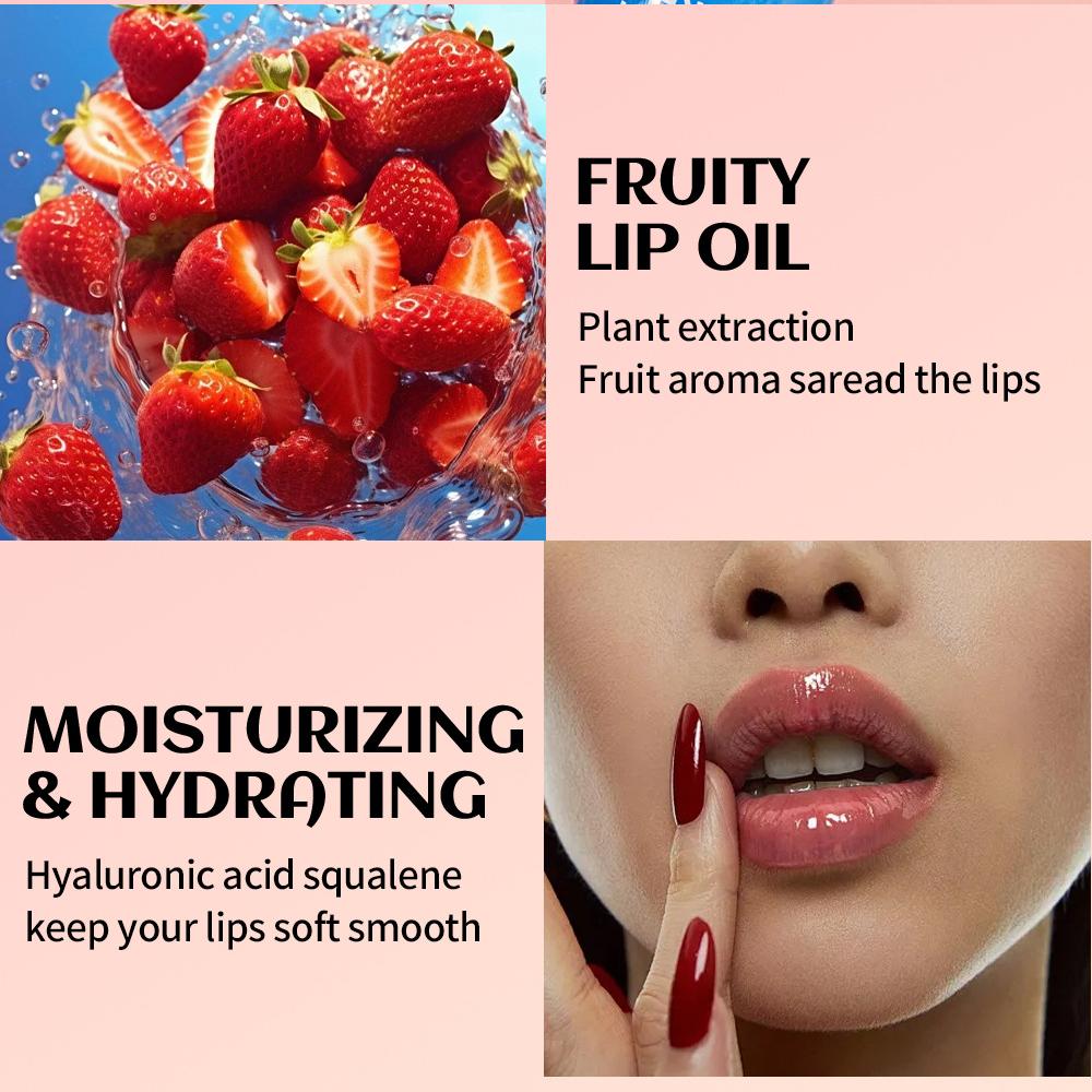 9 Color Moisturizing Mirror Fruit Lip Oil Natural Long-lasting Water Gloss Lip Gloss