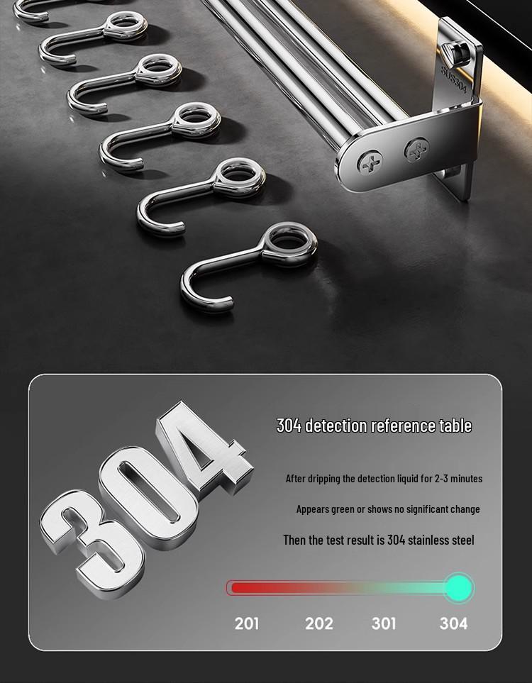 304 Stainless Steel No-Punch Kitchen Wall Hook: Multi-function Pot Lid Rack & Utensil Holder