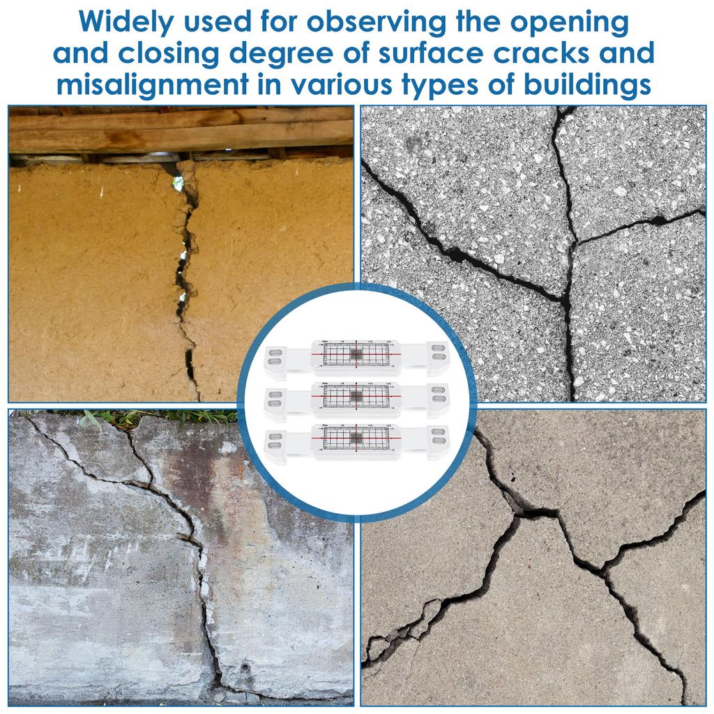 3Pcs Crack Monitoring Record Acrylic Crack Monitor Gauge Waterproof Crack Measure and Record Device Wall Deformation and Crack
