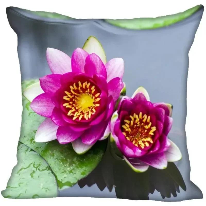 Luxury Home Decor Pillowcase Lotus Painting Art Pillowcase Living Room Sofa Cushion Cover