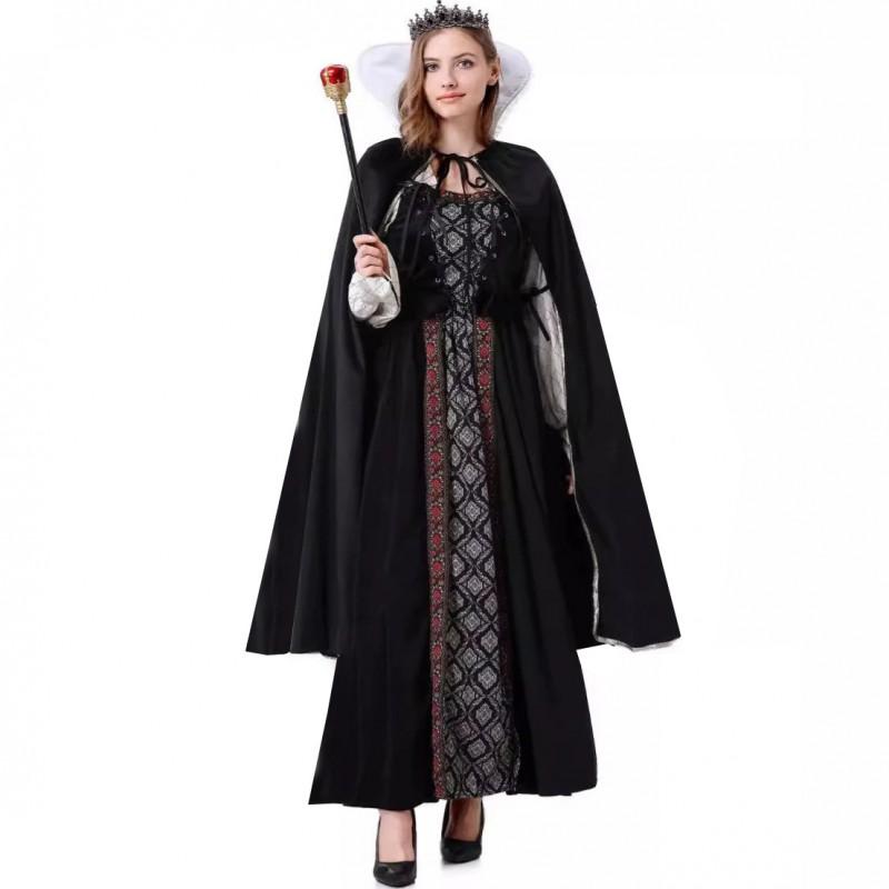 M-XXL Halloween Medieval Queen Cape Cosplay Costume Vintage Court Style Performance Outfit