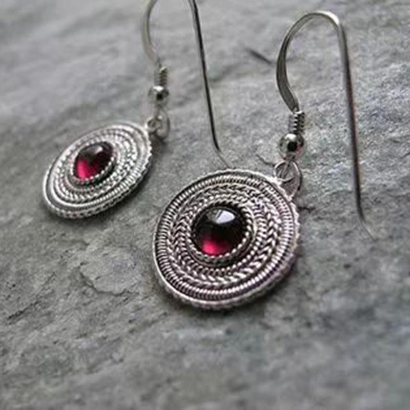 

Модные серьги из лазурита, новые серебряные серьги-диски на трансграничном рынке красный