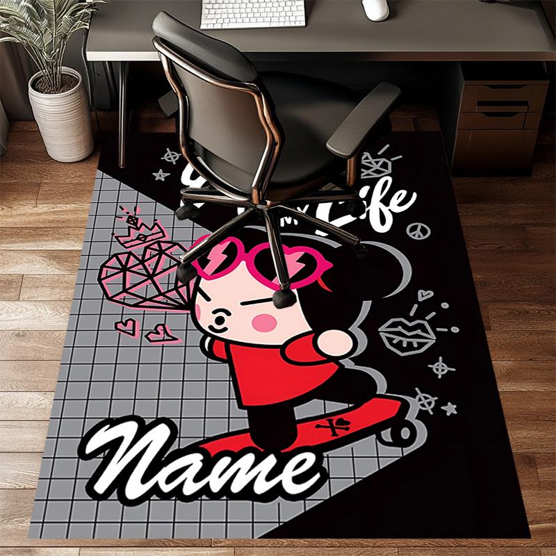 Custom PUCCA Mat Personalized Name, Polyester Washable Indoor Entryway Rug, Gift for Christmas, Easter, Thanksgiving Day