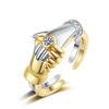 New Arrival Zircon Hug Handshake Rings: Unique Couple Ring Set