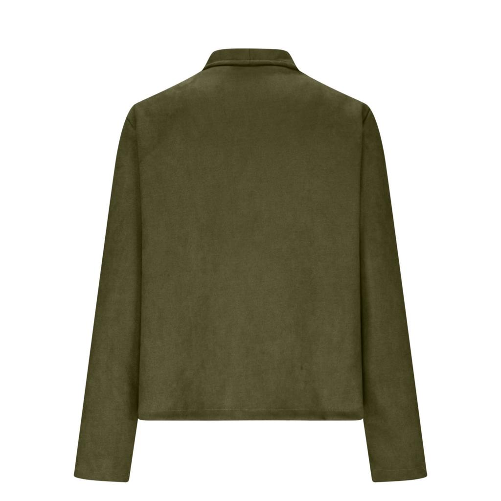 Dam Faux Mocka Långärmad Långärmad Öppen främre Cropped Casual Jacket Jacka Ytterkläder med fickor