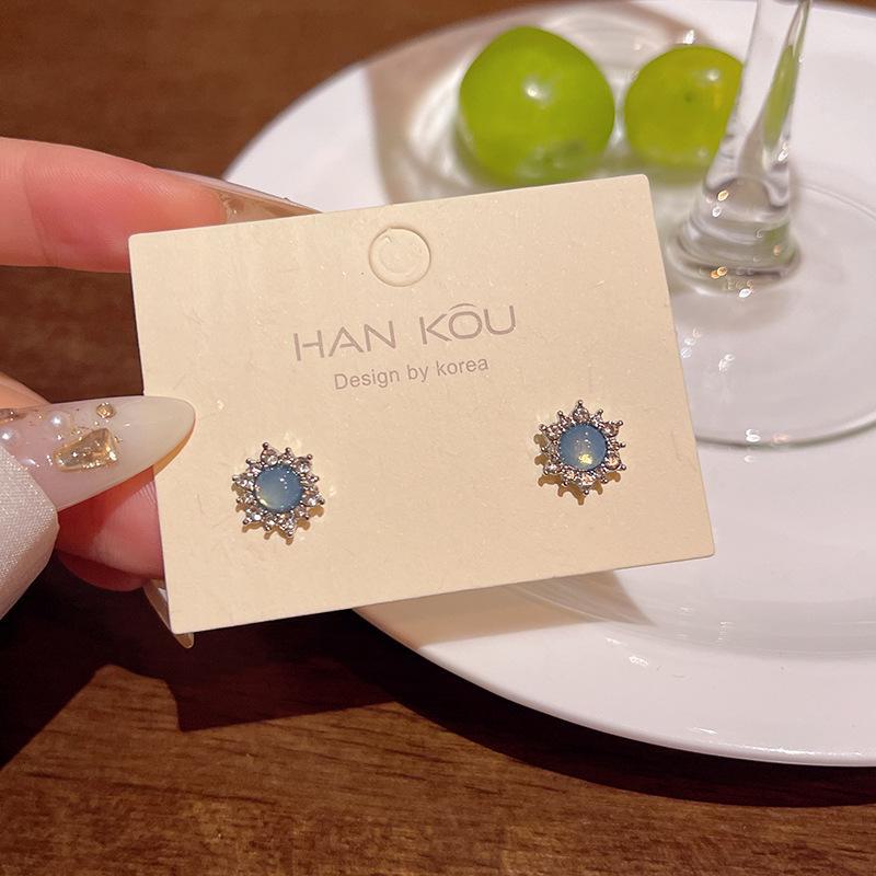 

Элегантные геометрические серьги с синими кристаллами: Корейский стиль, универсальная роскошь A1874 c серебряный