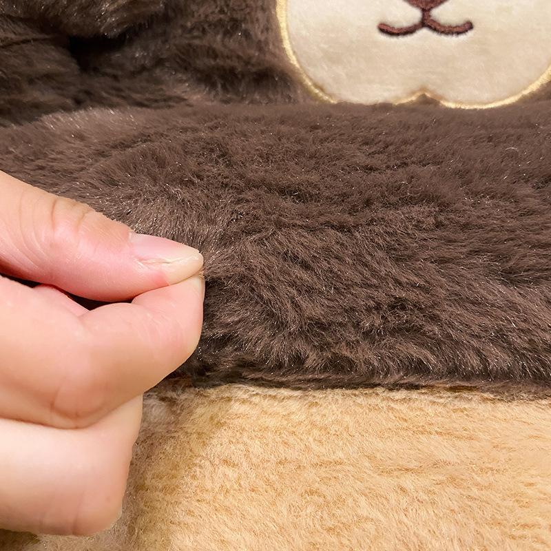 Cartoon Plush Comfortable Car Seat Cushion Thick and Warm Seat Cushions Vehicles and Chairs Cute All-in-one Car Lumbar Cushion