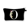 Wild Flower Alphabet Letter A-Z Makeup Bag Canvas Pouch Cosmetic Case Teacher Gift Purse