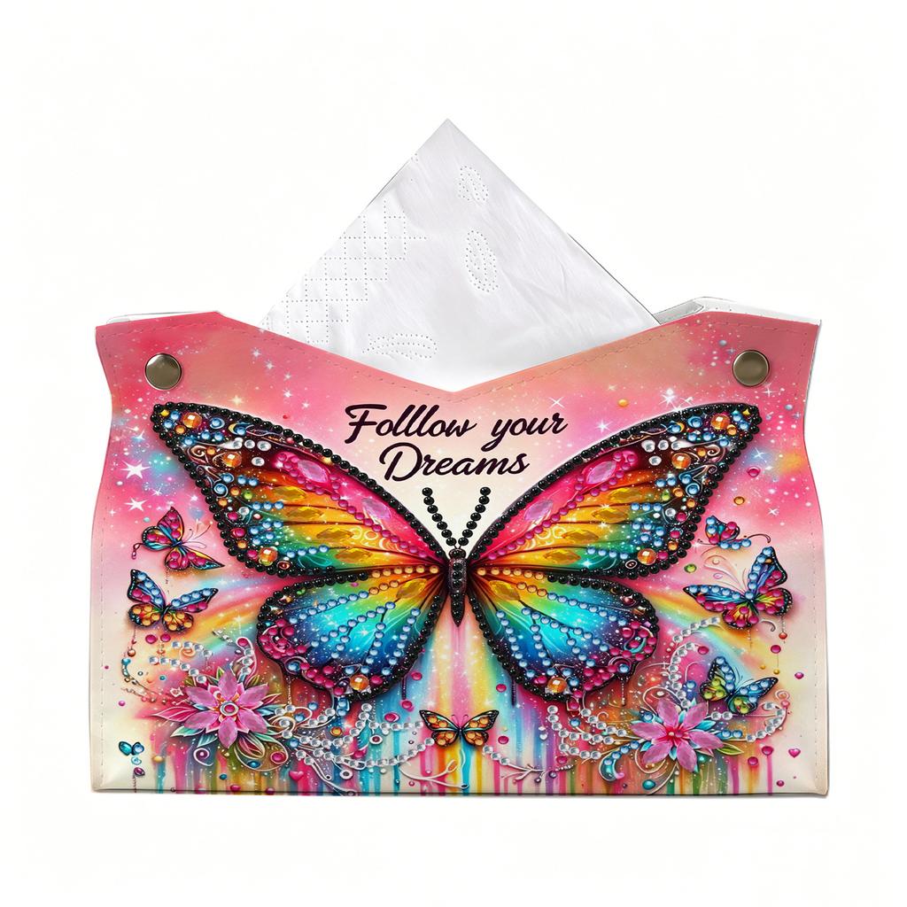 Porta salviettiera Diamond Art Fai da te in PU Pelle Mosaico di Cristallo Organizer da Scrivania Borsa Gem Art Decorazione Casa Ufficio Regalo Artigianale per Donne