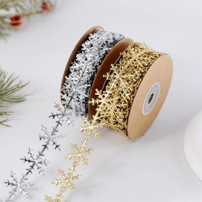 Imitation Leather, Gold Silver, Snowflake Ribbon, Lace, Small Roll, Christmas Decoration, Ultrasonic Embossing, Ribbon, Party Decoration