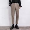 Small Trousers Men's Nine-point Slim-fitting Straight Casual Pants Men's High-end Drape Black Suit Pants Summer