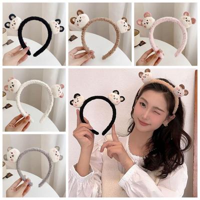 Korean Style Cartoon Plush Headband Non-slip Plush Hairband Sweet Bear Plush Headband  Party