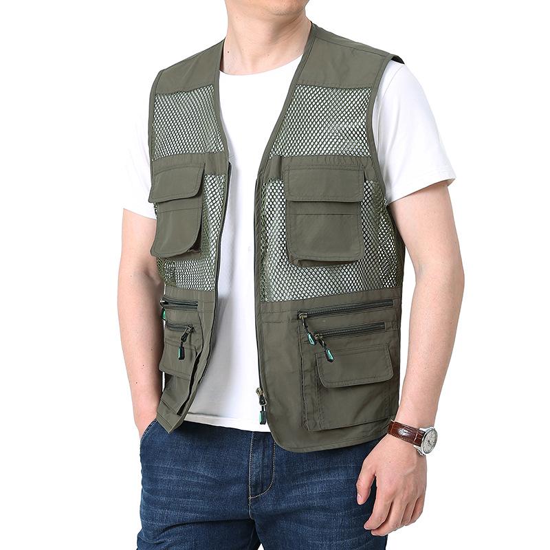 Men's Breathable Summer Mesh Vest with Multiple Pockets for Photography and Fishing