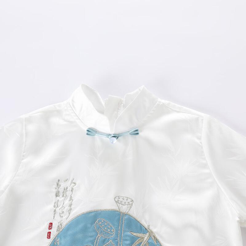 Mädchen-T-Shirt mit Tintenmuster und Stehkragen & Faltenrock-Set