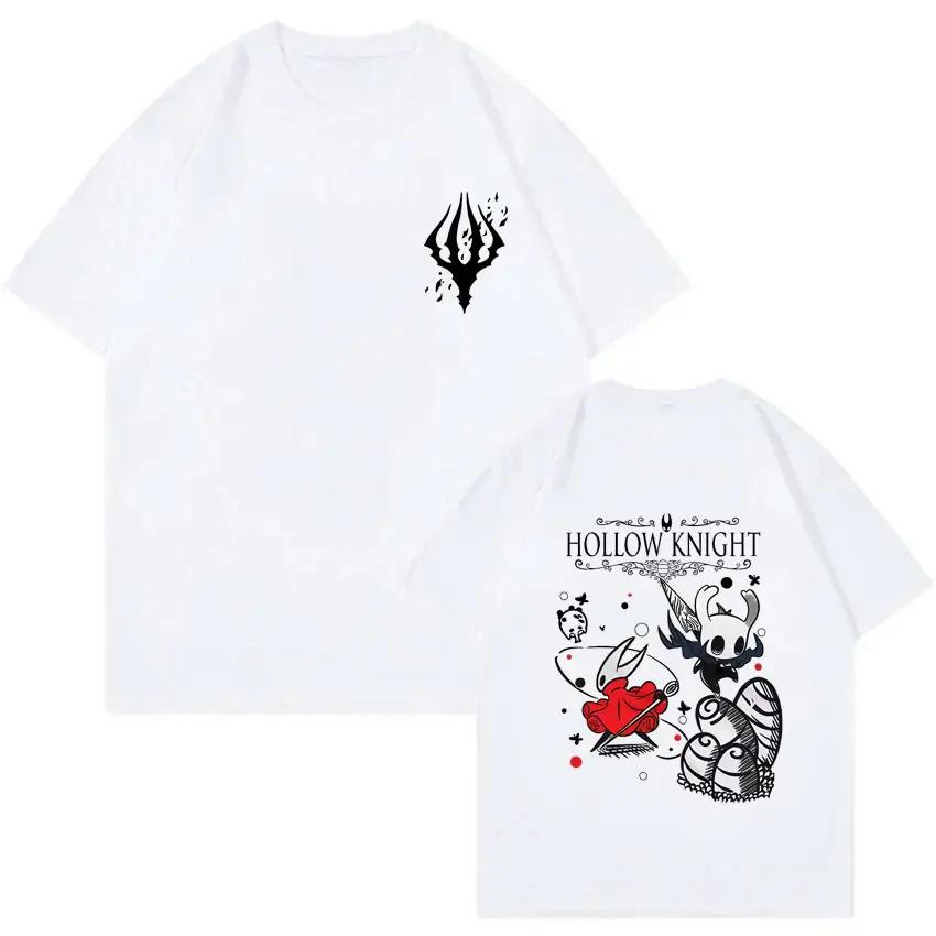 Hollow Knight Double Sided Graphic Tshirt Men Women Game Lover T Shirts Unisex Fashion Cartoon Oversized Short Sleeve Tshirt