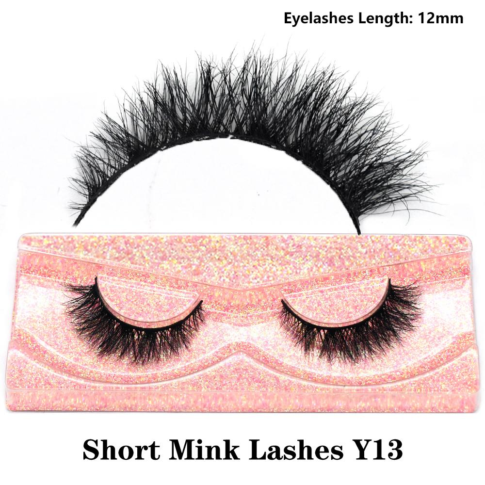 FOXESJI Real Mink Fluffy Short Eye Lashes Extension Wispy Soft Natural Short False Eyelashes Daily Wear Full Strip Lashes Makeup