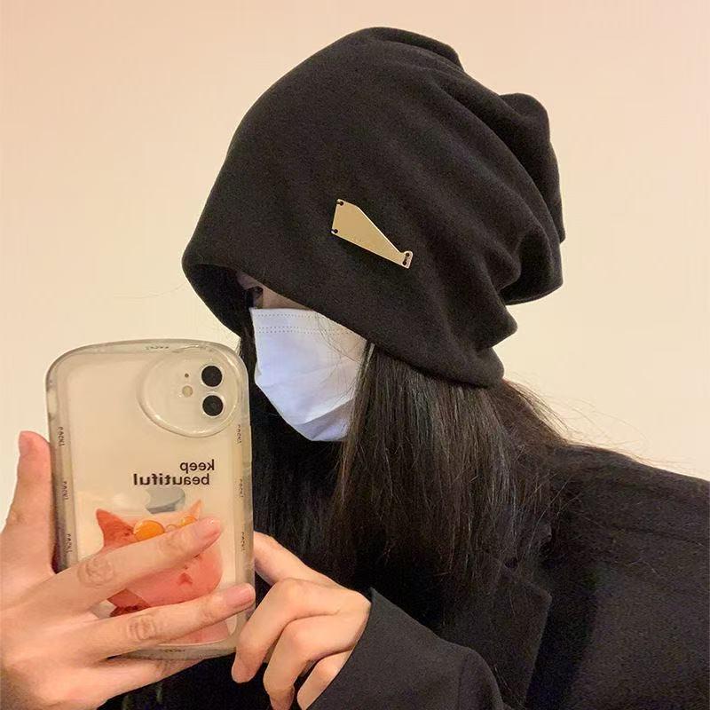 Korean Style Oversized Beanie with Slimming Effect - Versatile Autumn/Winter Ear Protection Hat for Women