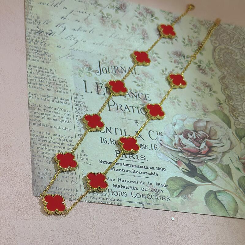 15MM High Version Ten Flower Four-leaf Clover Necklace 18k Double-sided Mother-of-pearl Four-leaf Clover Sweater Chain