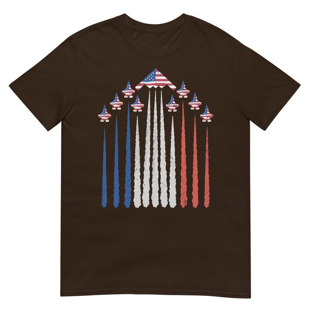 Patriotic Fighter Jets Usa Flag Red White Blue 4th Of July Tshirt
