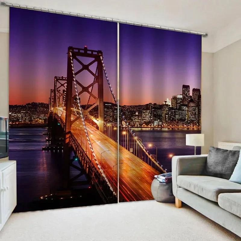 3D 2 Panel New York City Night View Curtains for Bedroom Living Room Floor-to-ceiling Window Kitchen Blinds cortinas Rideaux