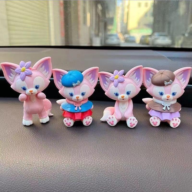 LinaBell Pembe Tilki Aksiyon Figürü Seti 4 Adet Sevimli PVC Koleksiyon Modeli Oyuncak Çocuklar İçin Doğum Günü Hediyesi Ev Dekorasyonu