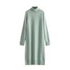 Women's Clothing, New Casual Solid Color Turtleneck Knitted Sweater Slit Primer Dress In Autumn and Winter
