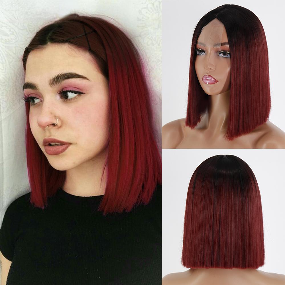 MERISIHAIR Women Fashion Shoulder Length Light Blonde Wig Without Bangs Lace Front Synthetic Fiber Short Straight Wig for Women