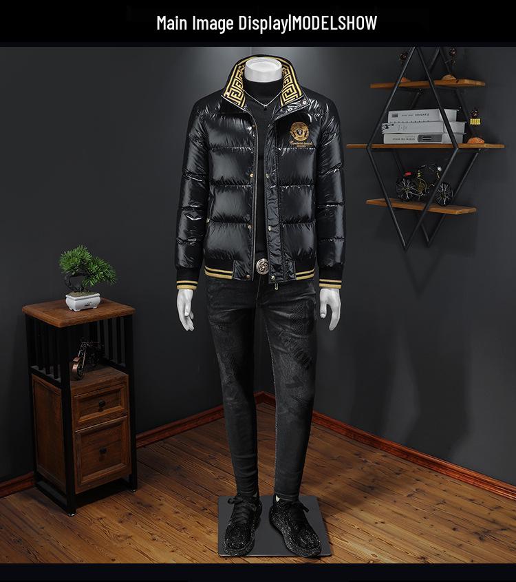 Trendige weiße Herren-Daunenjacke mit heller Oberfläche (Modell 2025) – Dick gefütterter und leichter Wintermantel