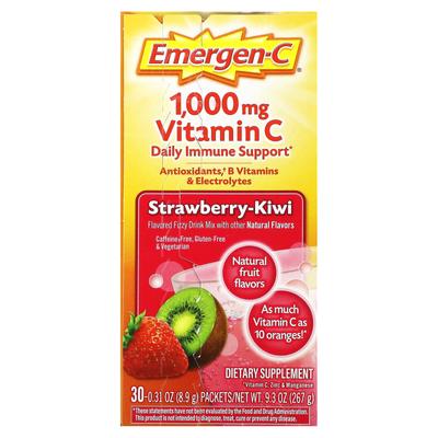 Vitamin C, Flavored Effervescent Drink Mix, Strawberry Kiwi, 1,000 Mg, 30 Packs, 8.9 G (0.31 Oz) Each.