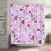 Floral Birds Bath Shower Curtain Pink Decorative Waterproof Fabric Decoration for Home Bathroom Decor