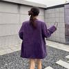 Elegante Giacca Blazer in Velluto a Coste Viola da Donna Primavera Autunno Vintage Vestibilità Larga Spallina Blazer Trendy Chic Cappotto