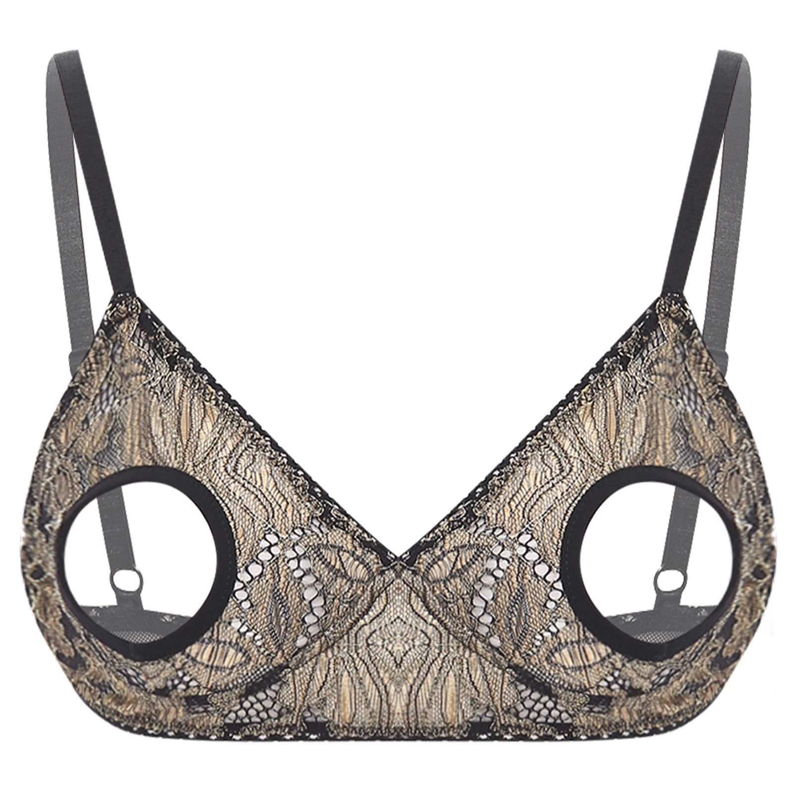 

Женский кружевной бюстгальтер с вырезом, регулируемые бретели, прозрачная клубная одежда для смелых вечеров S золотой