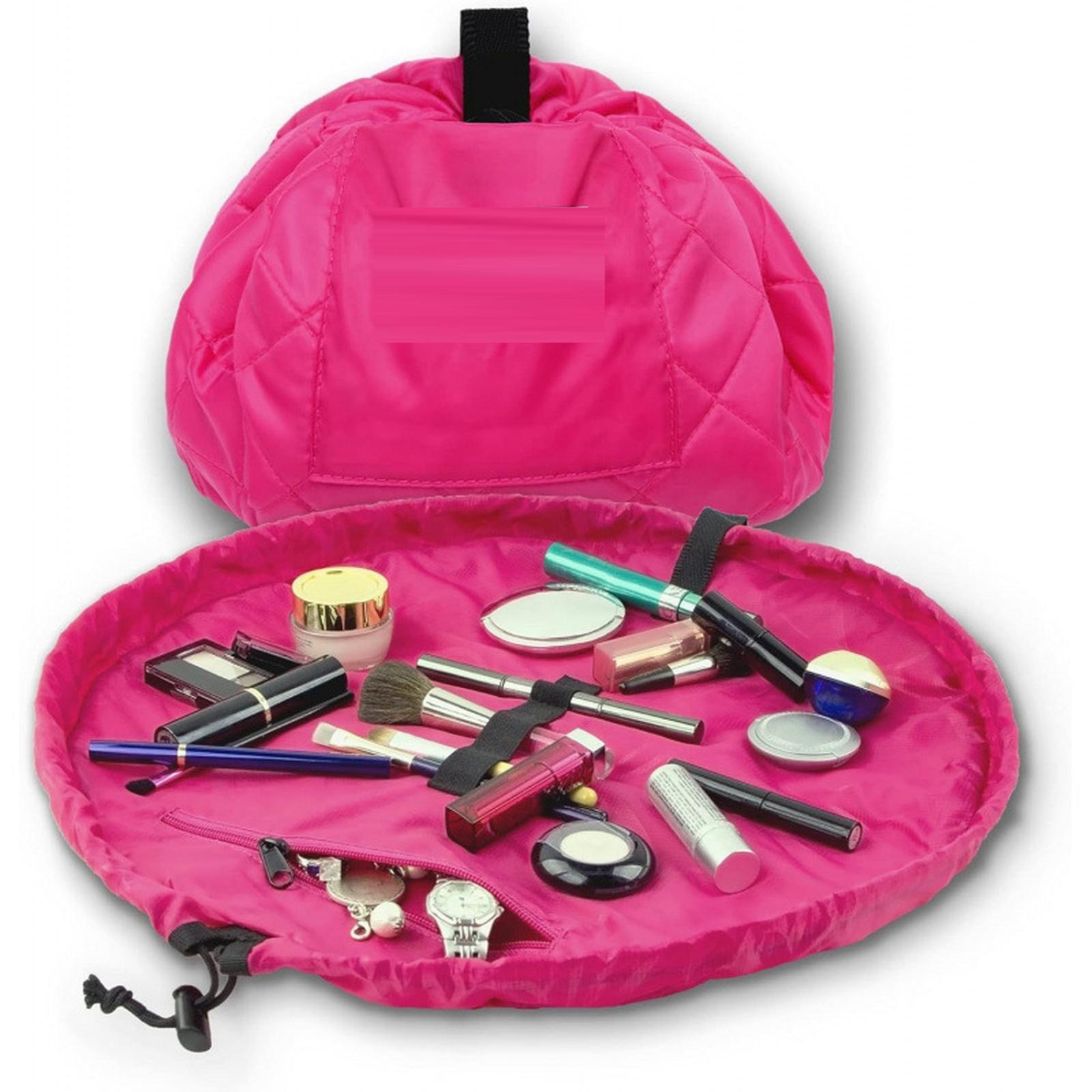 

Barrel Drawstring Makeup Bag Large Cosmetic Bag Travel Toiletry Organizer for Women Make up Bags Girl Black One Size