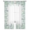 Watercolor Eucalyptus Leaves Abstract Window Curtains Sheer Chiffon Tulle Curtain Home Living Room Backdrop Decoration
