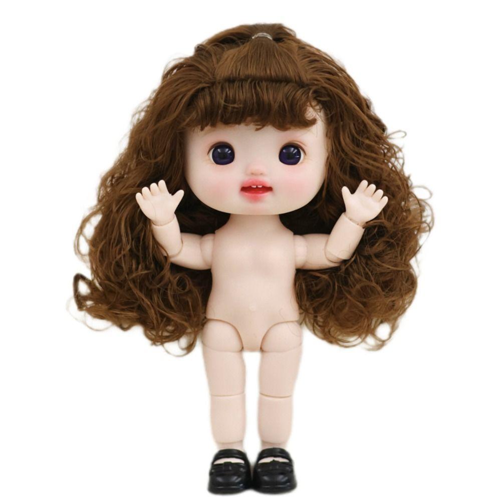 Kawaii 1/6 BJD Movable Joint Doll Body Toys Big Head Doll  with Hair  Gift