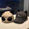 Cute Cat Ears Baseball Cap For Women Men Funny Sunglasses Aviator Snapback Sun Hat Unisex Solid Color Hip Hop Peaked Hats