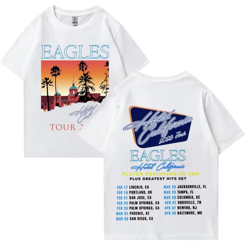 Amerykańskie Zespoły Rockowe Eagles Trasa Mężczyźni Kobiety Grafika T-shirt Wysoka Jakość Unisex Czysta Bawełna Nadruk Casualowe T-shirty z Krótkim Rękawem