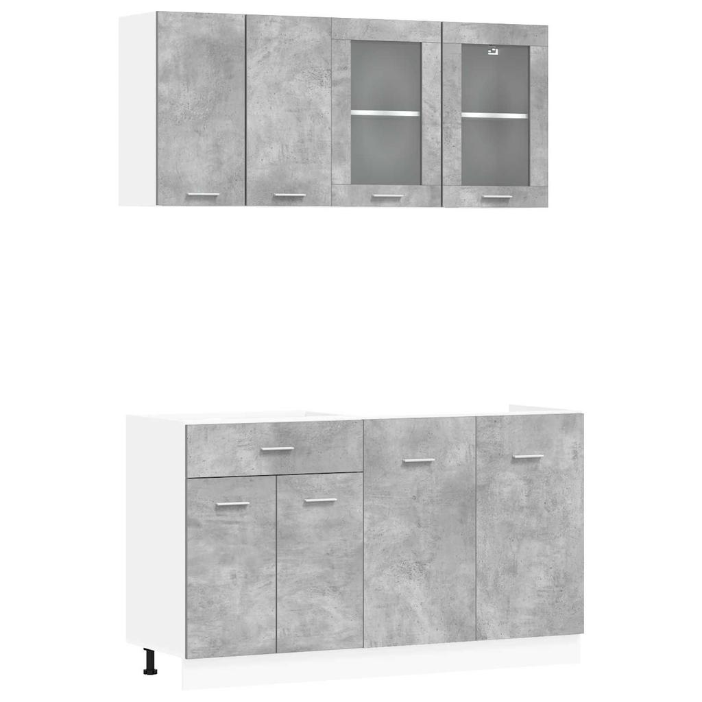 Kitchen Unit Lyon 4 Pcs Concrete Grey Wood Based Material