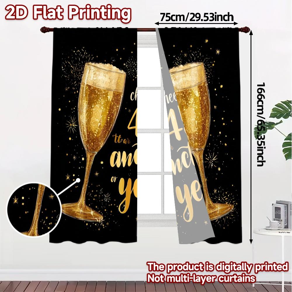 2pcs   2D FLAT PRINTING Curtains (Without Rod) Celebrating 45 Years Popular Creative Curtains Yarn Curtains Room Decor Suitable