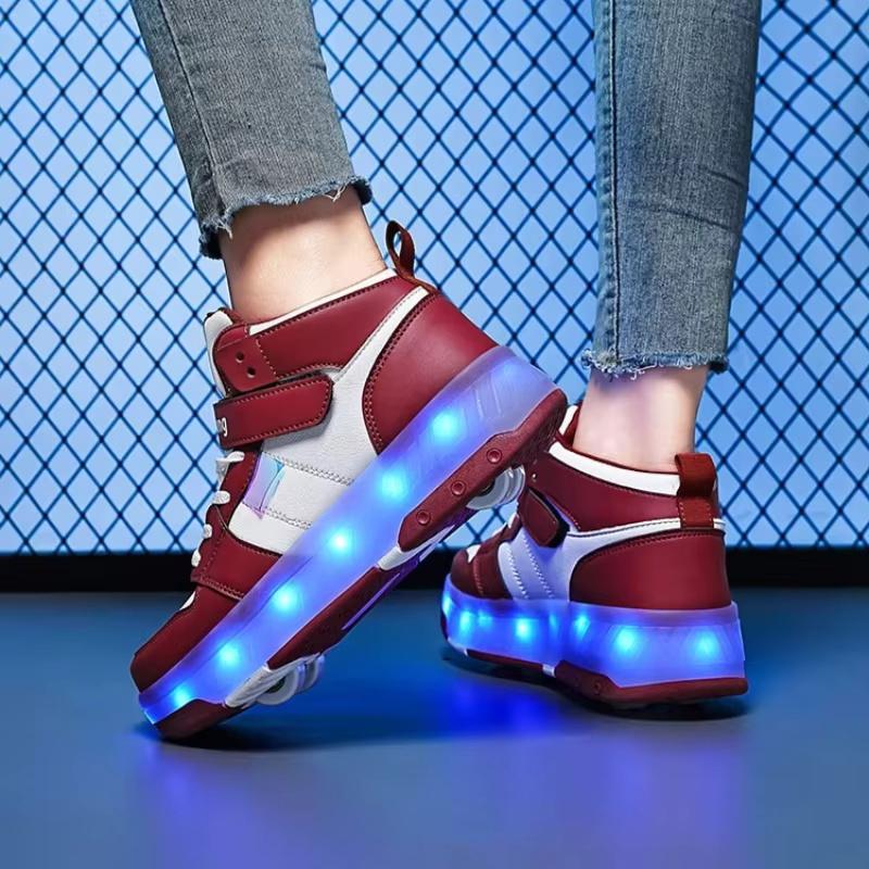 Glowing Led Light roller shoes Skates For Children New Deformation Parkour Teenager Shoes Breathable Mesh Sneakers With Wheels
