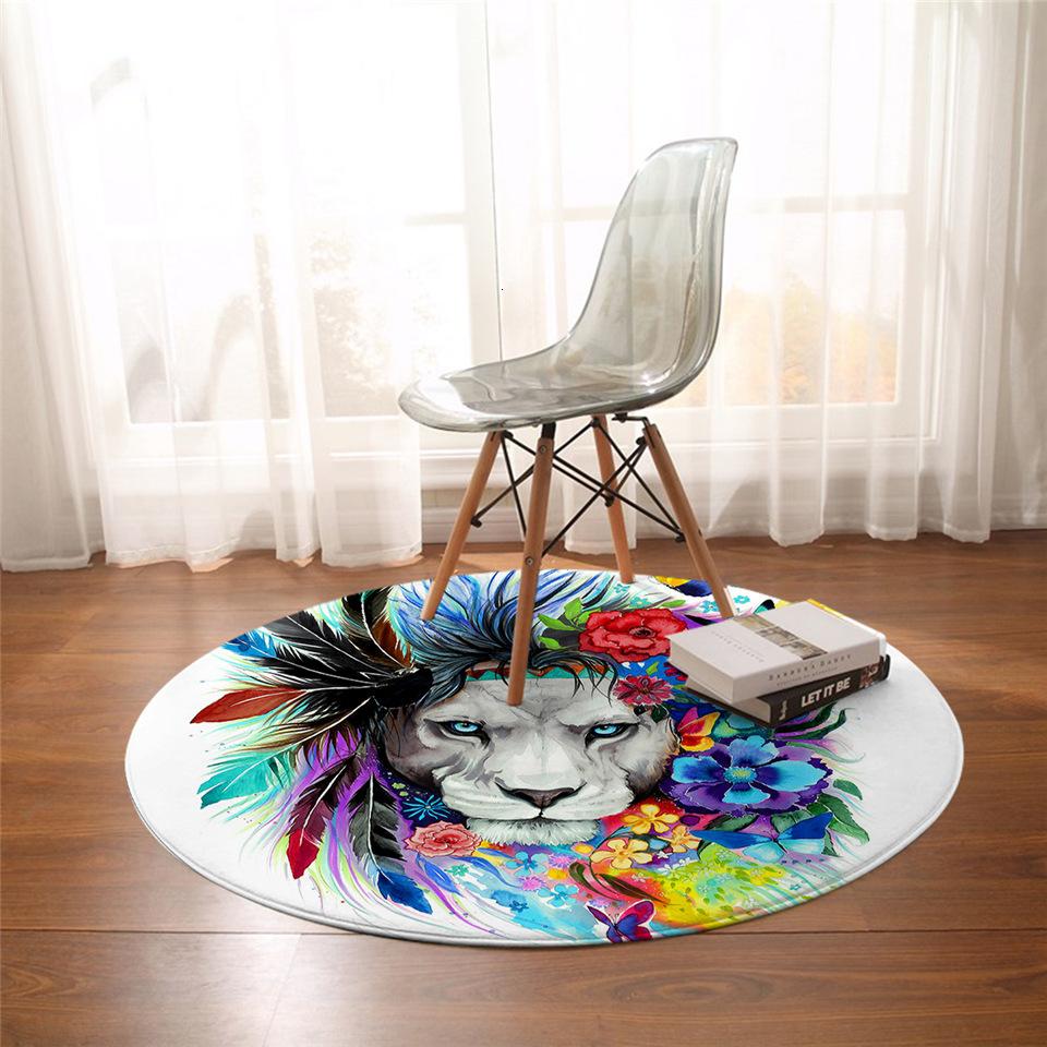 Round Carpet Moon Kids Black Bedroom Carpet White Fox Floor Mats Planet Anti-Slip Mats Home Decor Floor Mats